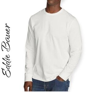 Eddie Bauer White Long Sleeve Tee Soft Cotton Crewneck Size 2XL